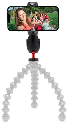 JOBY GripTight PRO 3 Mount, Phone Clamp Compatible with iPhone and Android, Smartphone Clamp with 2 Cold Shoes, 360° Rotation, Black
