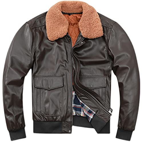 Echtes Schaffell Leder Kleidung Herren Dunkelbraun Europäische Übergröße Jacke Mantel Dunkelbraun Größe 3XL 100-107kg