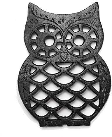 STCREE Ghisa Gufo Sottopentola Pentole Calde Porta Piatti Pad per Cucina & Tavolo da Pranzo 16,5 x 22,5 cm con Piedini In Gomma Decorativo Vintage Design Rustico TQGJST36