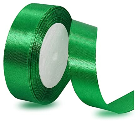IMSOLDECOR Satinband Grün 25mm, 23m Geschenkband für Geschenkverpackungen | Bänder für DIY-Basteleien, Blumensträuße, Nähprojekte, Schleifenherstellung, Geburtstags& Hochzeitsdekorationen