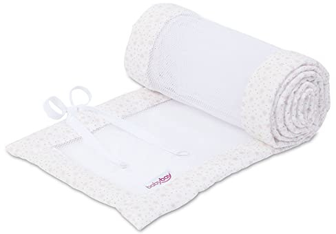 babybay Nestchen Mesh passend für Modell Maxi, Boxspring, Comfort und Comfort Plus, weiß Glitzersterne rosé
