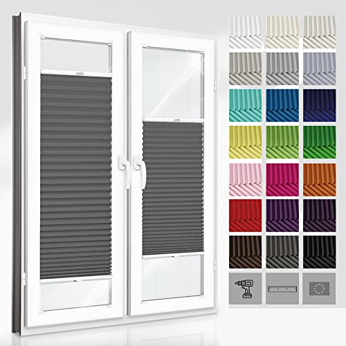 Plissee mit Bohren I Plissees nach Maß I Sichtschutz Fenster Innen I Breite von 30 bis 129 cm, Höhe von 150 bis 230 cm I Einfache Montage I Sichtschutz und Sonnenschutz I 23 Farben