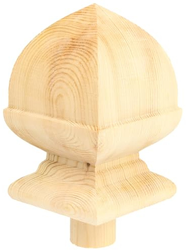 Pine Square Acorn Newel Cap – 84.7mm Stair Post Cap with 32mm Peg – Unfinished Wood – Jackson Woodturners