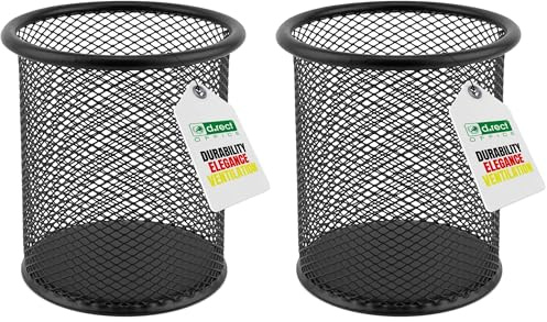 D.RECT Pot à crayons, Noir, 1 Unité (Lot de 2)