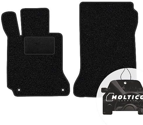 moto-MOLTICO Vorne Fußmatten Auto Velours Autoteppiche Schwarz Automatten Set 2-teilig passend für Mercedes-Benz C-Klasse W204 2007-2014