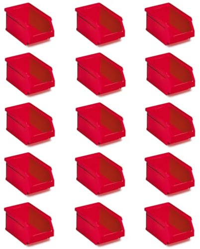 Tayg Pack 15 Bacs en Plastique Empilables n°52 - Organisateur de Vis, Tiroirs, Boîte de Rangement, Cubettes en Plastique Rectangulaires, 23,6x16x13 cm