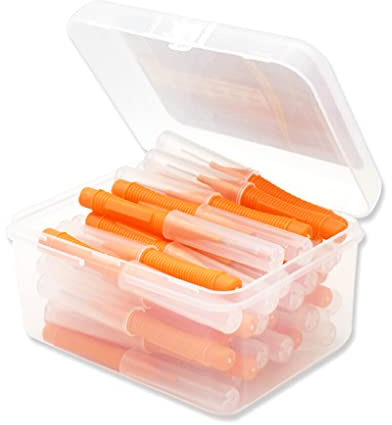 rongweiwang 40 pièces Brosse interdentaire Push-Pull brosses à Dents en Plastique I en Forme de Poche Outil d'hygiène buccale extérieure ménage Vacances, Orange, 0.6 mm