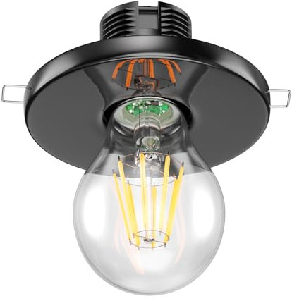 ledscom.de Plafonnier encastré en porcelaine TELA, noir, ampoule E27 incluse, classe d'efficacité énergétique A (blanc chaud, 4W, 848lm)