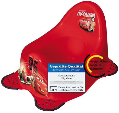 KiNDERWELT Premium Töpfchen für Kinder und Babys, Disney Cars Design in Rot, Töpfchen für Kleinkinder ab 18 Monaten, hohe Rückenlehne, rutschfest und BPA-frei