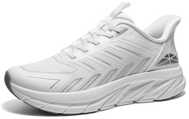 ALLSWIFIT Herr Slip On Bekväma promenadskor löpning tennis atletisk gym träning cross träning sneakers, Vitt, 43 EU