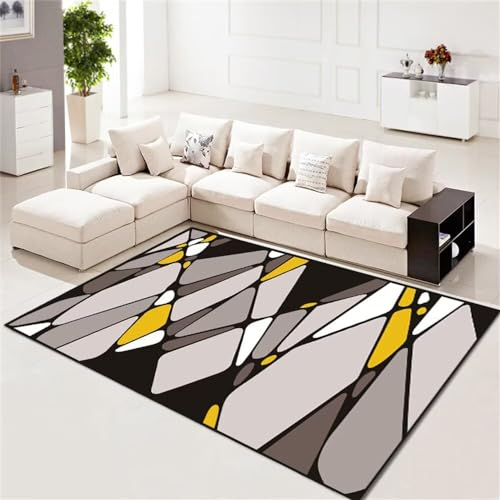 RUGMRZ Fleckerlteppich Teppich grau-gelbes Wohnaccessoire für das Wohnzimmer kann viele Jahre verwendet Werden und ist verschleißfest Teppich Klein 50X80CM