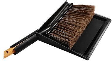 cleangang Escoba y recogedor, Madera de Haya, Negro, 30 cm x 29 cm x 3