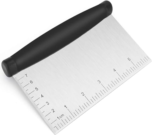Stainless Steel Metal Griddle Scraper/Chopper Dough Cutter Great as Dough Cutter for Bread and Pizza Dough Multi-Purpose Kitchen Tool With Contoured Grip for Baking and Cooking BBQ scraper