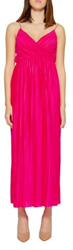 ONLY Vestido largo fucsia para mujer con estampado plisado M, Rosa