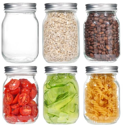 6 pezzi Barattoli per conserve 500 ml, Barattoli Vetro ermetici con tappo, Vasetti per marmellata, Barattolo di Stoccaggio Alimentare per marmellate, conserve fatti in casa, fermentazione di alimenti