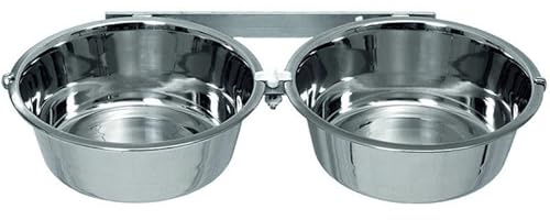 Agrarzone Zwingerhalter Hundenapf Edelstahl 2X 2800ml Hund Zwinger Napf | Wandhalterung, Hund, Zwinger, rostfrei, robust