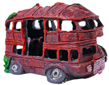 FewNvWa Aquarium Dekoration mit Auto Wrack, Versteck für Wasserlebewesen Und Kleine Fische, Bus