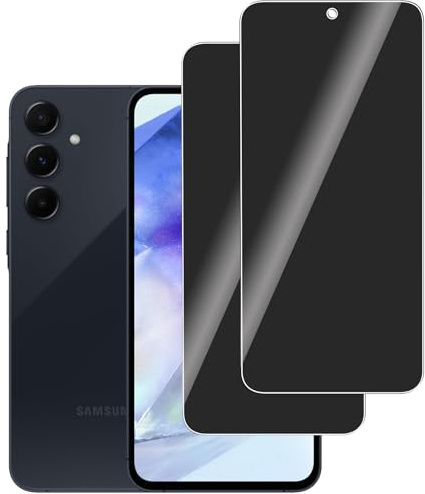 LERINNA 2 Stück für Panzerglas Privatbildschirm für Samsung Galaxy A55 5G, Anti-Spy,9H Härte temperglas, Anti-Kratzen, Anti-Bläschen, Sichtschutz Schutzfolie für Samsung Galaxy A55 5G