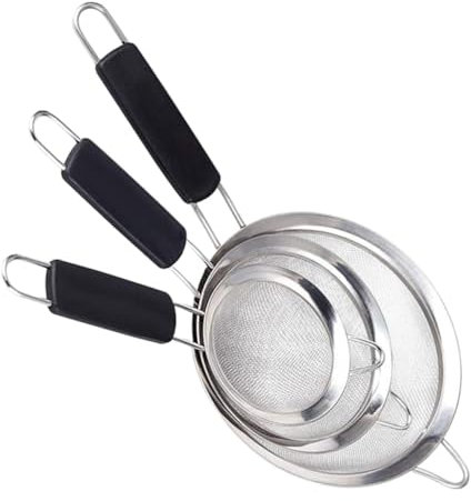 Cabilock Colador De Harina Tamices Y Coladores De Cocina 3 Piezas De Harina De Acero Inoxidable Resistente Y Fácil De Limpiar