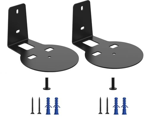 WAZUBC 2 Pcs Speaker Wall Mount Brackets with Screws, Metal Bracket Speaker Support Audio Equipment Brackets For E-R-A100 (Black)