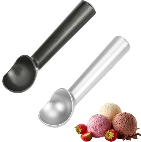 Ice Cream Scoop, Icecream Scoop Metal, 2 Pcs Nonstick Anti-Freeze Aluminum Scooper Spoon, Heavy Duty Durable Design Ice Cream Scoops for Gelato, Cookie Dough, Sorbet, Almond