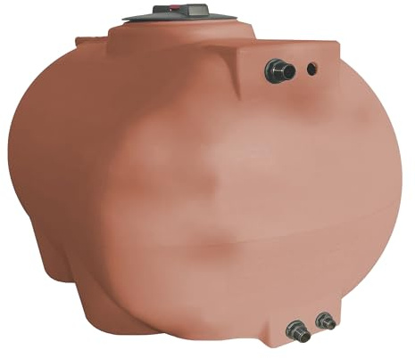 ESTO Serbatoio Acqua per Acqua Potabile 300L - 500 L, Cisterna Color Terracotta in Polietilene per Uso Esterno Predisposizione Rubinetto, Resistente Made in Italy (500 Litri)