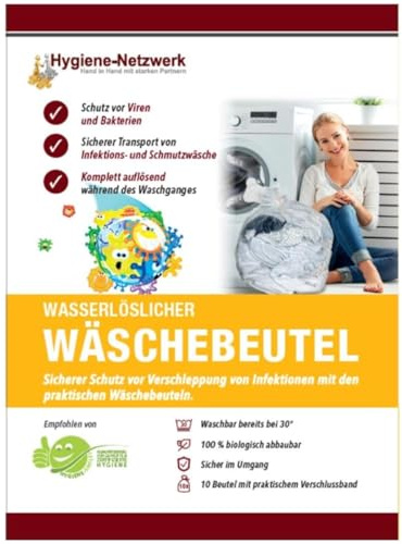 Wasserlösliche Wäschebeutel gegen Bettwanzen. 5er Pack. Reise-Wäschesäcke lösen sich rückstandslos auf. Sicherer Schutz vor Verschleppung von Ungeziefer. 40x50 cm, 21 Liter.