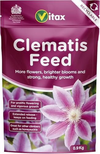 Vitax Clematis Feed 0.9kg – Specialist Fertiliser for Flowering Vines – Promotes Strong Growth, Abundant Blooms & Healthy Root Systems – Ideal for All Clematis Varieties in Pots or Borders