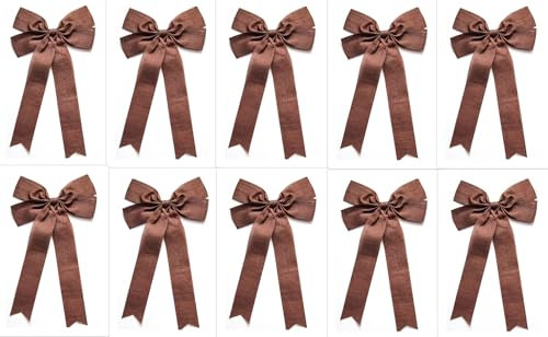 CaPiSo Jute-Schleifen 20x35 cm Schleifenband Geschenkschleife Schleife Weihnachtsbaumschleife Weihnachten Juteschleife (Dunkelbraun, 10 Stück)