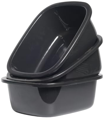 Superior Plásticos™ Recycled Plastic Multi-Purpose Tub, 8.6 L / 9 Qt Rectangular Basin (Black) Pack of 3