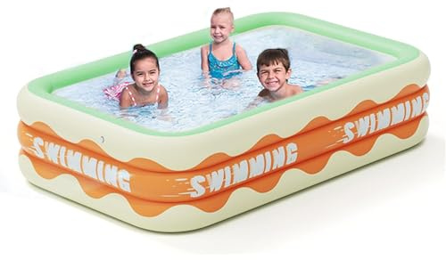 XUQEAYWD 150x105x50cm Aufblasbarer Pool Rechteckig, Aufblasbares Schwimmbad, Planschbecken, Familienpool, Kinderpool, Aufblasbarer Swimming Pool, Schwimmbecken Für Den Außenbe, Faltbarer