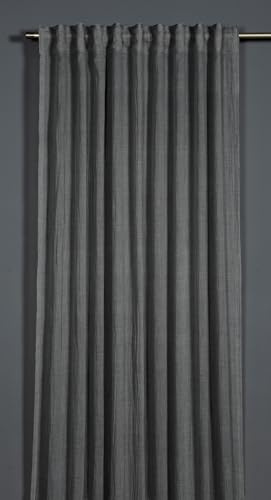 Sehlbach Tenda pronta per l'uso con fettuccia, Texture con contenuto di cotone, Antracite, 135 x 245 cm, Traslucida, Opaca, Certificato Oeko-Tex, Fissaggio versatile, Trama elegante
