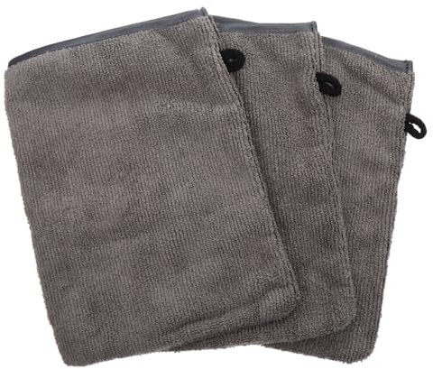 Veemoon 3Pcs Microfiber Makeup Remover Gloves Facial Cleaning Mitts for Sensitive Skin Reusable Wash Bath Shower Exfoliating Gloves Gray Black