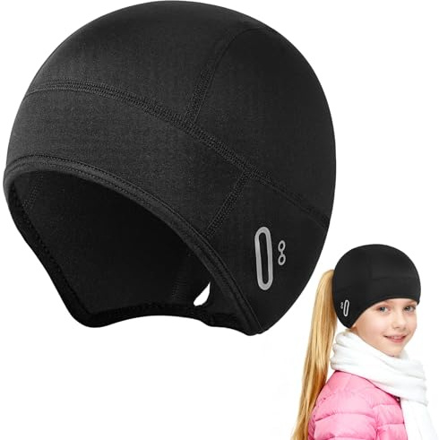 AOOSA Kids Winter Skull Cap, Windproof Thermal Helmet Liner | Cycling Hat Under Helmet Boys Girls, Kid Warm Skull Beanie Hat Glasses Hole, for Outdoor Sports Running Skiing Riding Skating