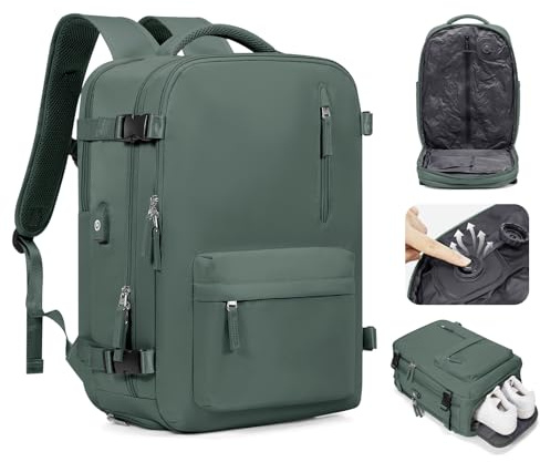 kibachev Handgepäck Rucksack Vakuum Mit Pumpe,Reiserucksack Handgepäck Flugzeug Easyjet,Vakuum Rucksack,Laptop Rucksack Herren/Damen,Travel Backpack, Grün