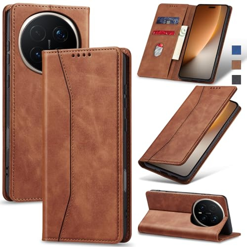 Jasonyu Handyhülle für Honor Magic 8 Pro, PU Leder Flip Klapphülle, Braun