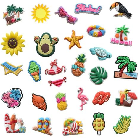RowGlow Zapatos Charm Pins Adornos Para Croc Shoe Charm Accesorios Diy (Verano 29pcs)