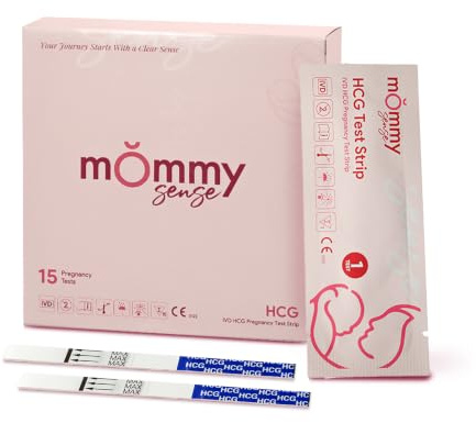 Mommy Sense HCG Pregnancy Test Strips for Early Detection (15 Strips) | 25 mIU/ml Sensitivity, Over 99% Accuracy, Fast & Reliable Results, Home Pregnancy Test