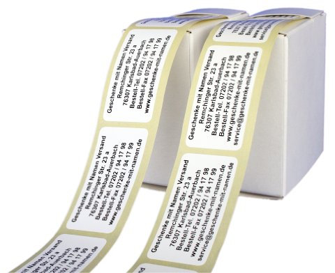 ADRESS-AUFKLEBER MAXI mit Wunschdruck in metallic-goldfarbener Schrift | 200 Stück auf der Rolle, individuell mit WUNSCHTEXT, ca. 52 x 26 mm, für 1 bis 7 Zeilen Text