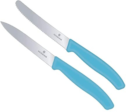 Victorinox - 2-tlg. Starter Gemüsemesser Set 10cm - gerader und Wellenschliff - Swiss Classic - karibikblau - spülmaschinengeeignet