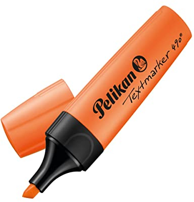 Pelikan Textmarker 490, 10 x Neon-Orange, 10 Stück, mit Keilspitze