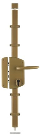THIRARD - Boitier de Serrure 3 Points pour Porte d'Entrée - En Applique - À Fouillot - Axe 50 mm - Gâche Équerre - Poignée Double - Sécurité Renforcée - Acier - Ouverture Gauche - Bronze - Jaune/Doré