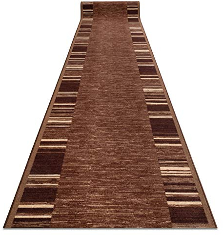 Modernen Preiswert Antirutsch Läufer Adagio braun, Anti Rutsch Teppich rutschfest Brücke Meterware Rahmen für Küche Wohnzimmer, dauerhaft, 133x690 cm