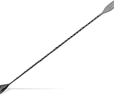 Lumian Luxury Bar Tools L0013 Trident fork Bar Spoon Professionale, Acciaio Inox, Placcato Nero, 40 cm