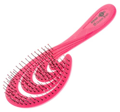 Head Jog 18 Ocean Hair Brush. Eco Friendly Vent Paddle Brushes With Flexible Soft Bristles, Detangling Wet Or Dry Hair. Gentle Brushing & Detangling Brush For Curly & Wavy Hair (Shell)