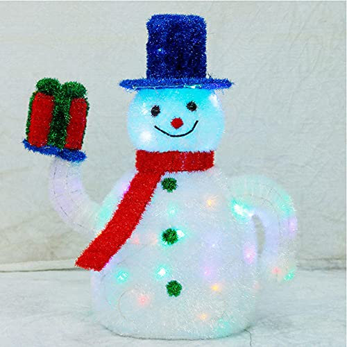 100cm Schneemann Beleuchtet Weihnachtsdeko, LED Weihnachten Eisen Rahmen Schneemann mit LED-Lichterketten für Innen und Außen Gartendekoration Winterdekoration-EIN