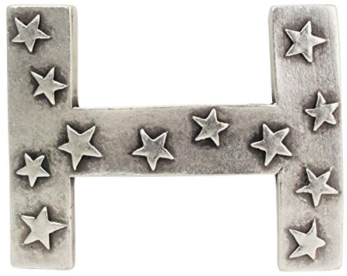 BELTINGER Gürtelschnalle H mit Sternen 4,0 cm | Buckle Wechselschließe Gürtelschließe 40mm Massiv | Wechselgürtel bis 4cm | Altsilber