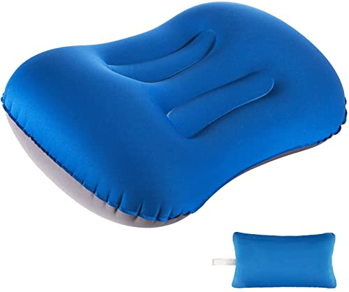 Eono Ultralight Inflatable Camping Pillows for Adults, Compressible Compact Travel Inflatable Pillow, Comfortable Ergonomic Blow Up Air Pillow for Camping, Hiking, Beach, Fishing