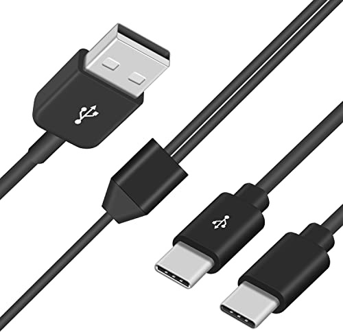 Duttek USB auf 2x USB C Splitter Kabel, 2 in 1 USB 2.0 Typ A Stecker auf 2x USB C Stecker Splitter Y Splitterkabel für Laptop Tablet Smartphone und Powerbank (1.5 m)