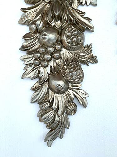 Generisch Wandrelief-3D Rokoko Repro Wanddeko-Barock Ornament Applike 60x19 cm Wandbild Gold Deko Türbogen Wandbehang Wandskulptur accessoires C1501 (Antik Silber)